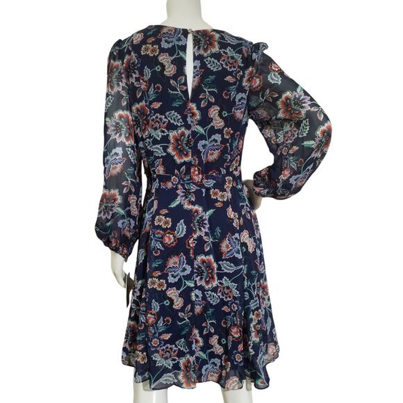 Julia Jordan Floral Long Sleeve Dress – Navy – Size 6 - Picture 3 of 8